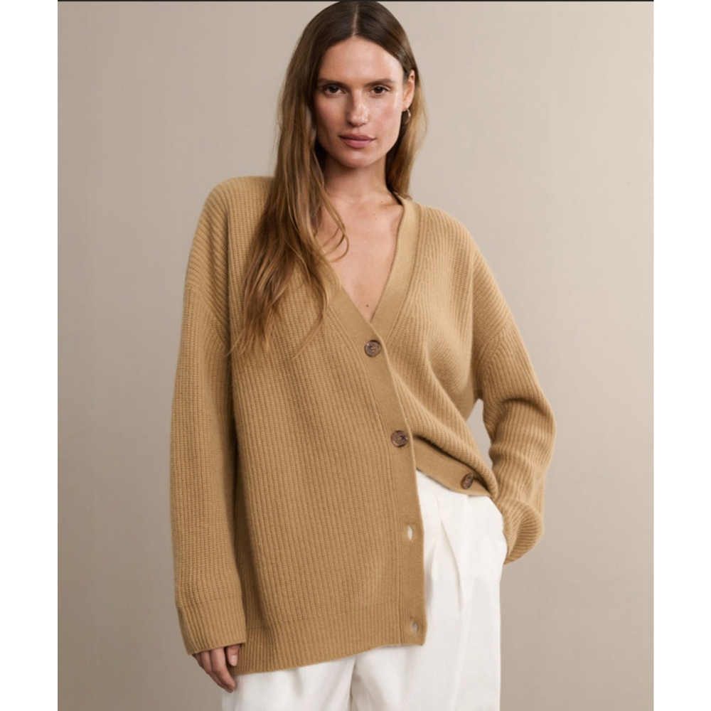 Jenni Kayne Camel/Tan 100% Cocoon Cashmere Cardigan S (27in P to P)
